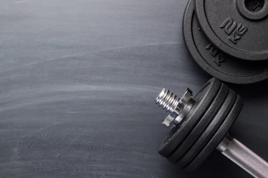 Image of an adjustable dumbbell with screw collar.