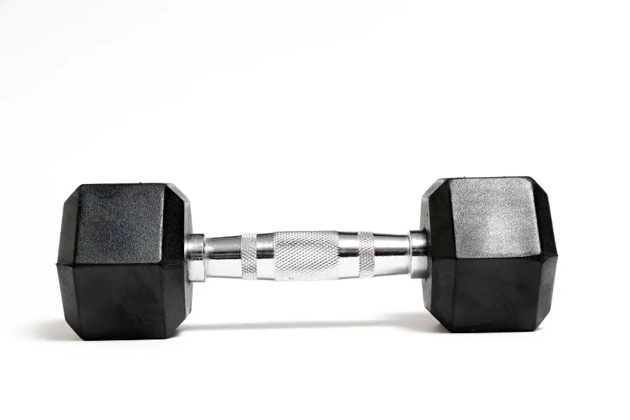 Image of a fixed dumbbell with hex shaped head.